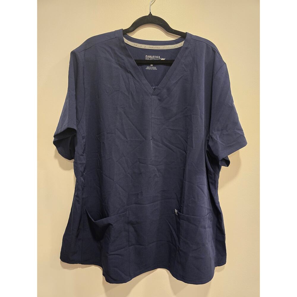 Fabletics 3X Navy Blue 2-Pocket Scrub Top